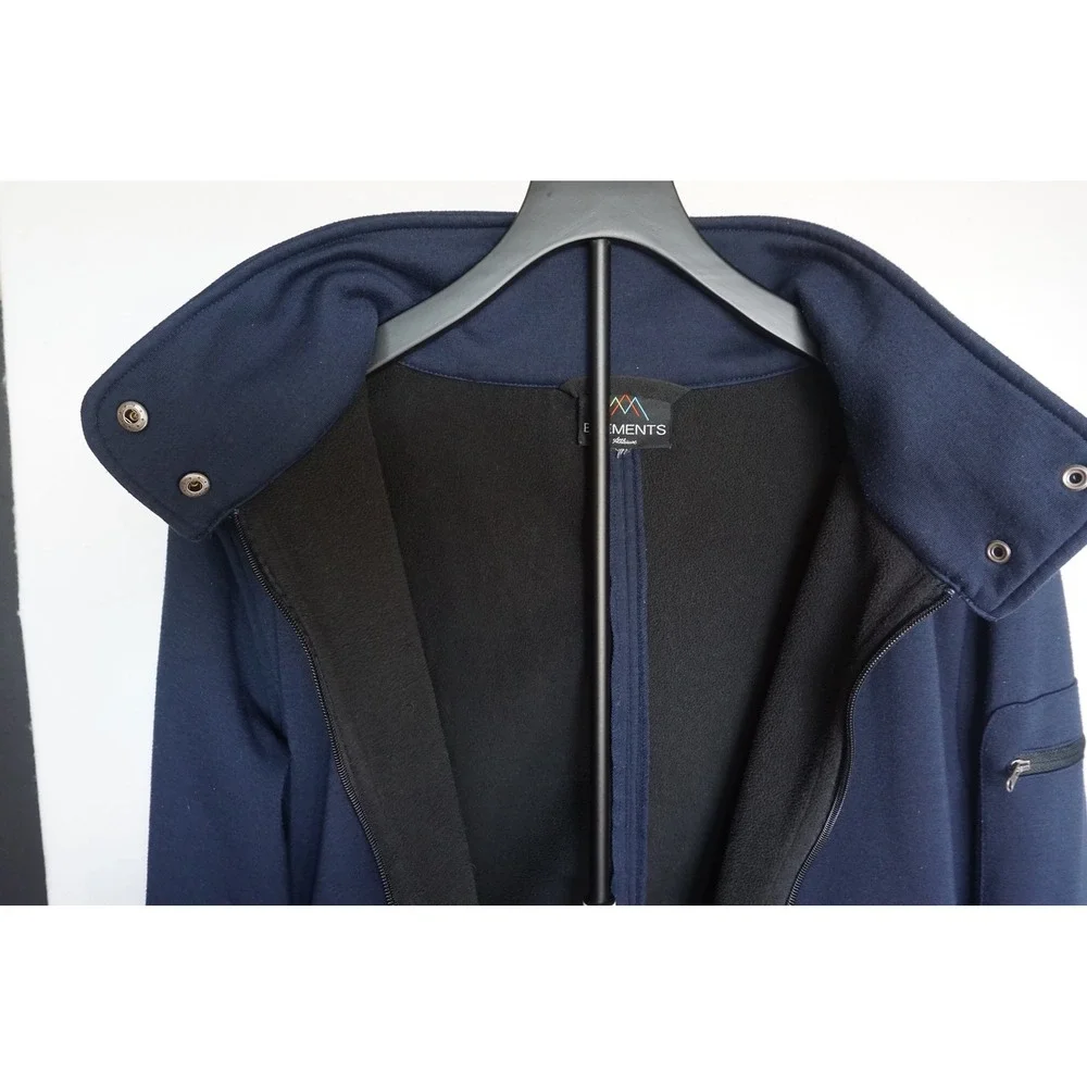 Elements Athleisure Navy Blue Fleece Lined Softshell Hooded Jacket L, WT133-01